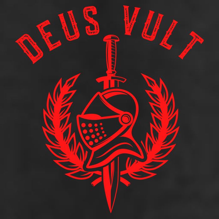 Roman Catholic Gift Deus Vult Crusader 7 Panel Mesh Trucker Snapback Hat
