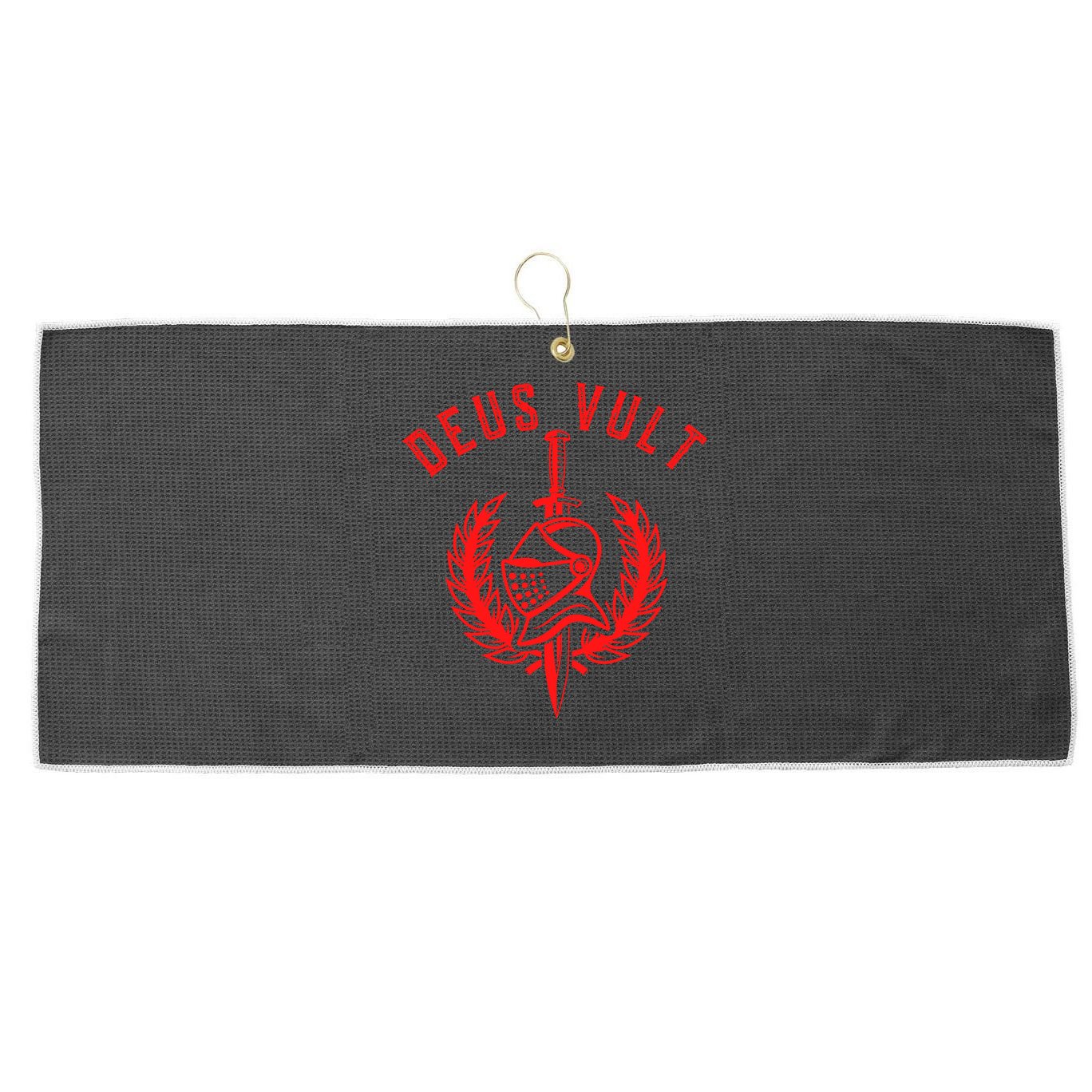 Roman Catholic Gift Deus Vult Crusader Large Microfiber Waffle Golf Towel