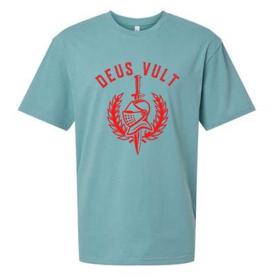 Roman Catholic Gift Deus Vult Crusader Sueded Cloud Jersey T-Shirt