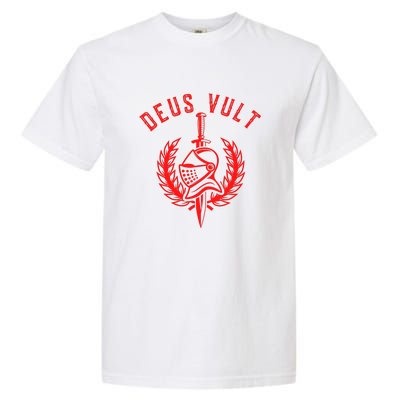 Roman Catholic Gift Deus Vult Crusader Garment-Dyed Heavyweight T-Shirt