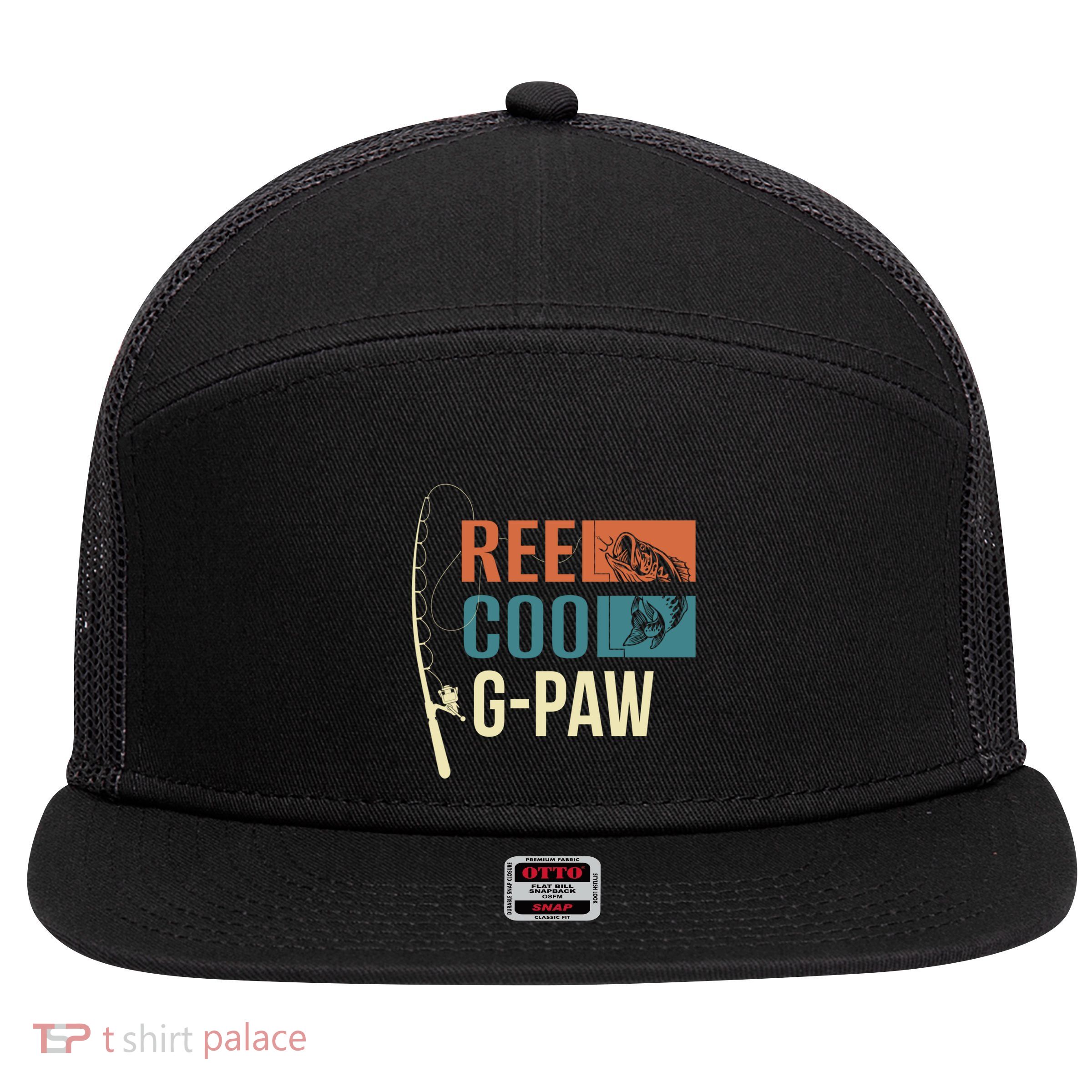 Reel Cool Gpaw Grandpa Angler Fishing Fisher Gift Meaningful Gift 7 Panel Mesh Trucker Snapback Hat