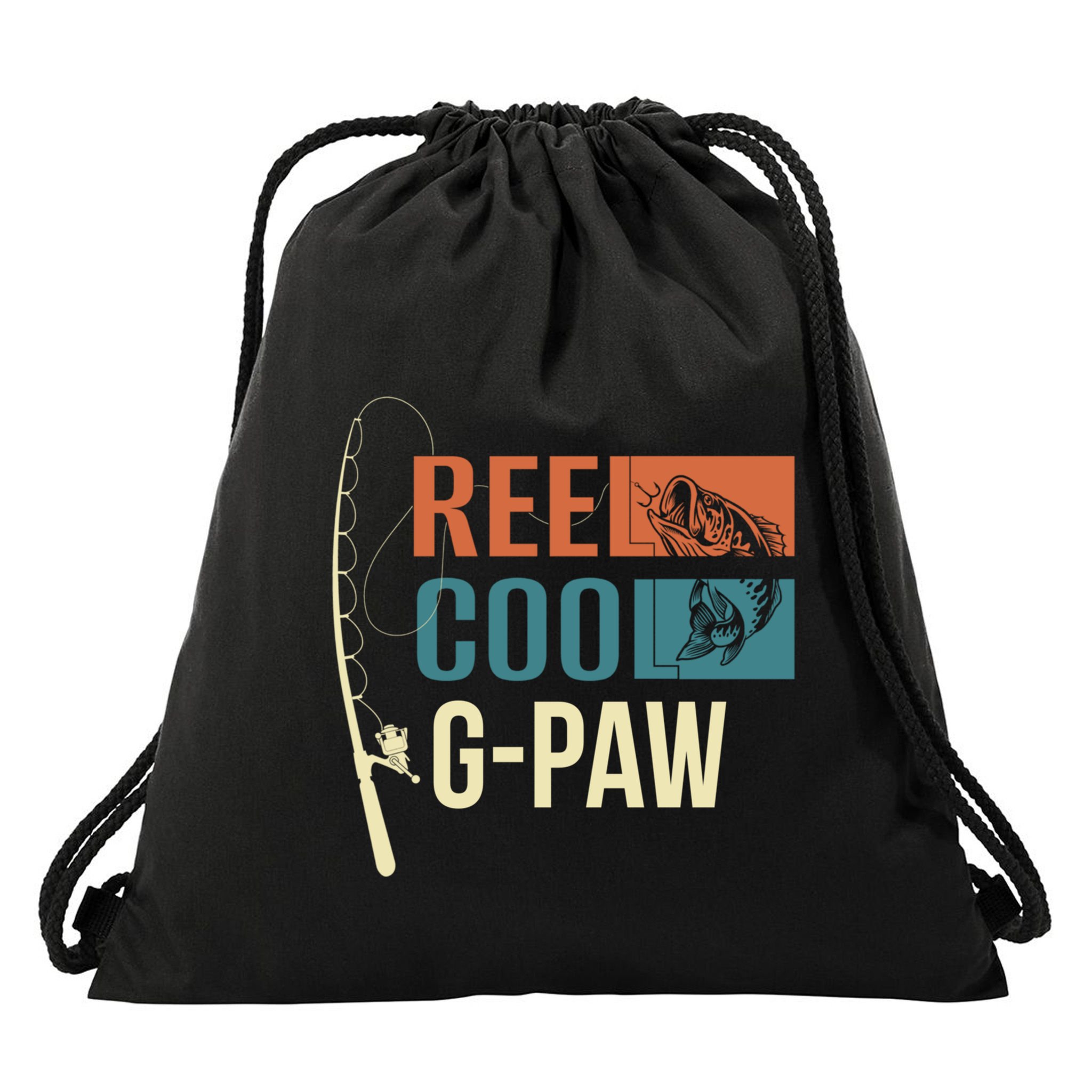 Reel Cool Gpaw Grandpa Angler Fishing Fisher Gift Meaningful Gift Drawstring Bag