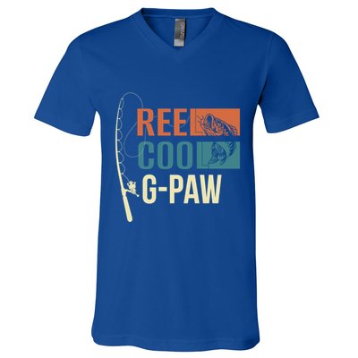 Reel Cool Gpaw Grandpa Angler Fishing Fisher Gift Meaningful Gift V-Neck T-Shirt