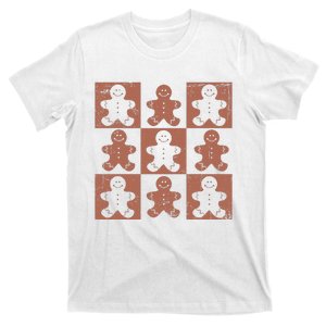 Retro Checkered Gingerbread Man Distressed Christmas Pajamas Gift T-Shirt