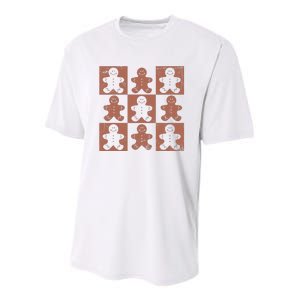 Retro Checkered Gingerbread Man Distressed Christmas Pajamas Gift Youth Performance Sprint T-Shirt