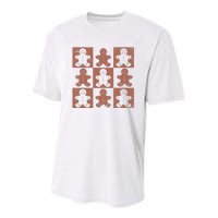 Retro Checkered Gingerbread Man Distressed Christmas Pajamas Gift Youth Performance Sprint T-Shirt