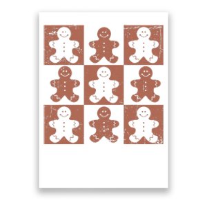 Retro Checkered Gingerbread Man Distressed Christmas Pajamas Gift Poster