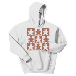 Retro Checkered Gingerbread Man Distressed Christmas Pajamas Gift Kids Hoodie