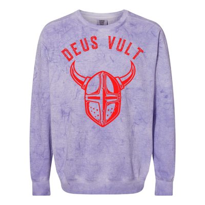 Roman Catholic Gift Deus Vult Crusader Colorblast Crewneck Sweatshirt