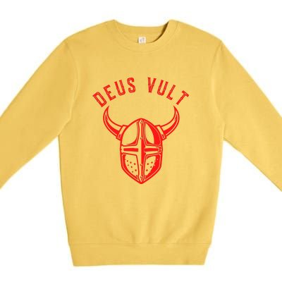 Roman Catholic Gift Deus Vult Crusader Premium Crewneck Sweatshirt