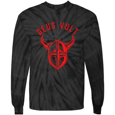 Roman Catholic Gift Deus Vult Crusader Tie-Dye Long Sleeve Shirt