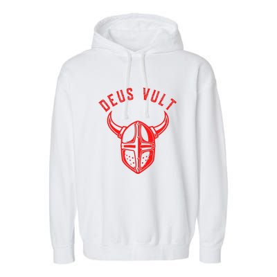 Roman Catholic Gift Deus Vult Crusader Garment-Dyed Fleece Hoodie