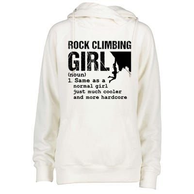 Rock Climbing Girl Definition Mountain Climber Bouldering Womens Funnel Neck Pullover Hood