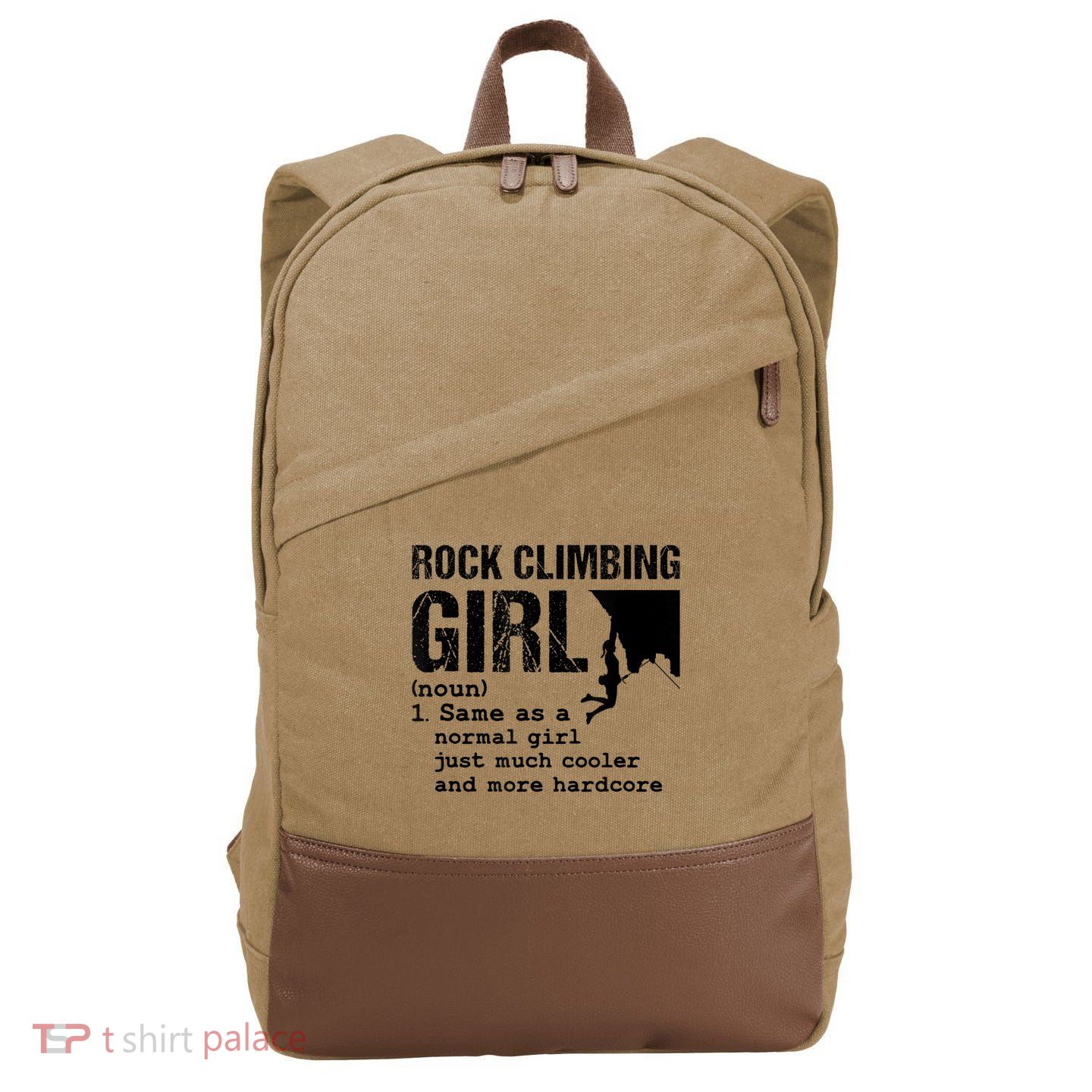 Rock Climbing Girl Definition Mountain Climber Bouldering Cotton Canvas Backpack
