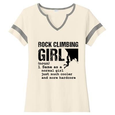 Rock Climbing Girl Definition Mountain Climber Bouldering Ladies Halftime Notch Neck Tee