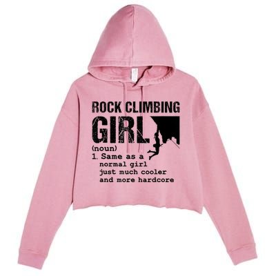 Rock Climbing Girl Definition Mountain Climber Bouldering Crop Fleece Hoodie