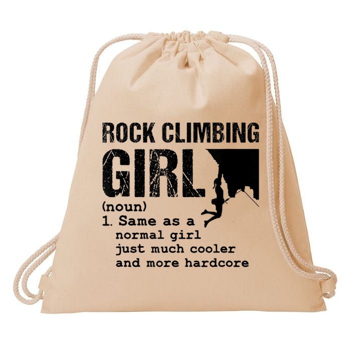 Rock Climbing Girl Definition Mountain Climber Bouldering Drawstring Bag