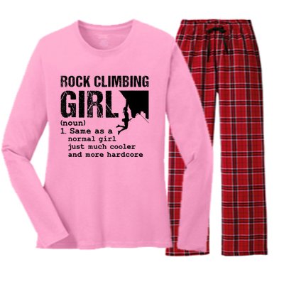 Rock Climbing Girl Definition Mountain Climber Bouldering Women's Long Sleeve Flannel Pajama Set 