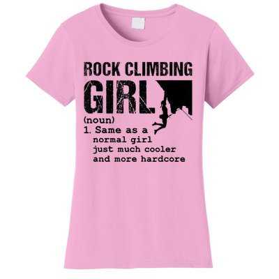 Rock Climbing Girl Definition Mountain Climber Bouldering Women's T-Shirt