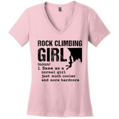 Rock Climbing Girl Definition Mountain Climber Bouldering Women's V-Neck T-Shirt