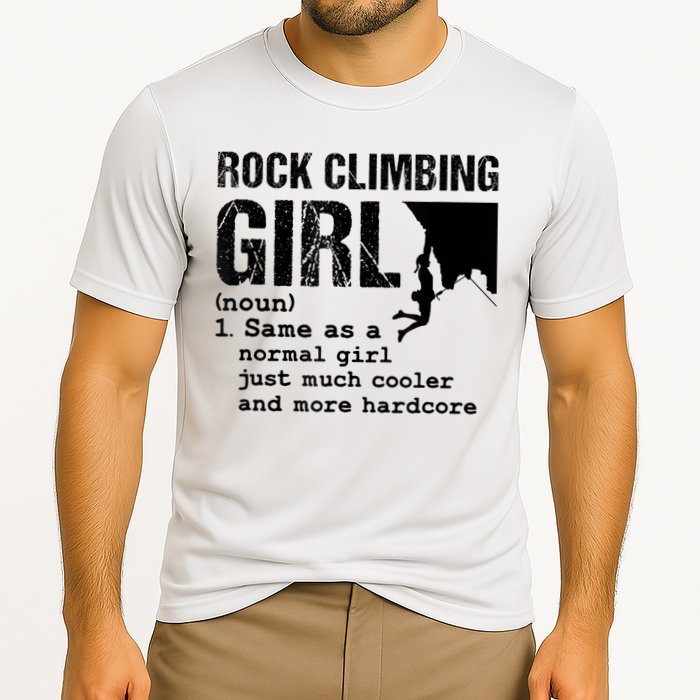 Rock Climbing Girl Definition Mountain Climber Bouldering Cooling Performance Crew T-Shirt
