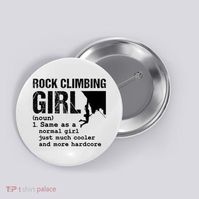 Rock Climbing Girl Definition Mountain Climber Bouldering Button