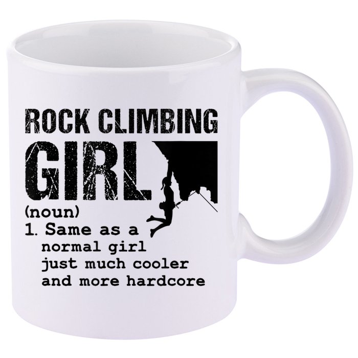 Rock Climbing Girl Definition Mountain Climber Bouldering 11oz C Handle Ceramic Mug