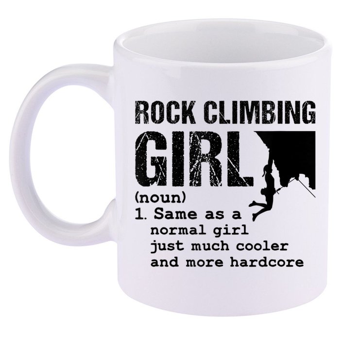 Rock Climbing Girl Definition Mountain Climber Bouldering 11oz C Handle Ceramic Mug