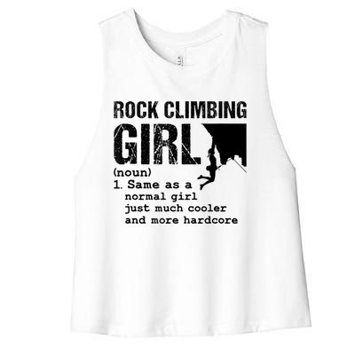 Rock Climbing Girl Definition Mountain Climber Bouldering Women's Racerback Cropped Tank