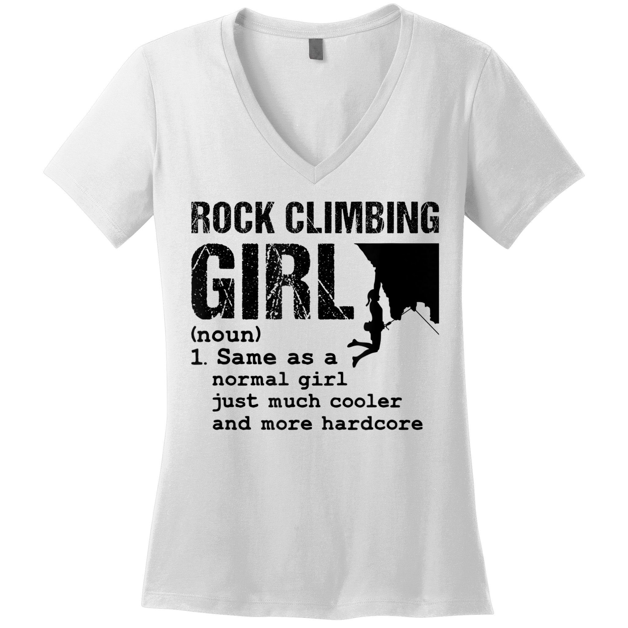 Rock Climbing Girl Definition Mountain Climber Bouldering Women's V-Neck T-Shirt