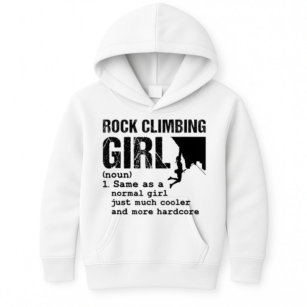 Rock Climbing Girl Definition Mountain Climber Bouldering Kids Hoodie