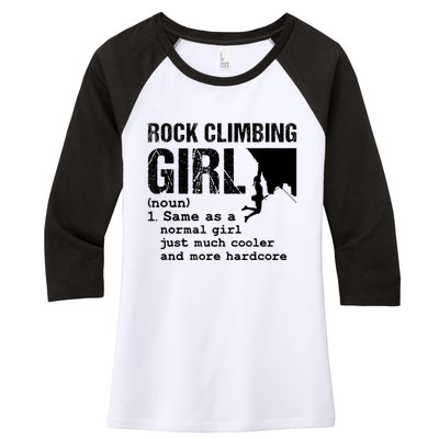 Rock Climbing Girl Definition Mountain Climber Bouldering Women's Tri-Blend 3/4-Sleeve Raglan Shirt