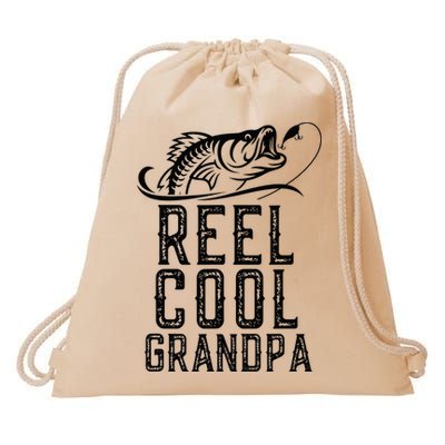 Reel Cool Grandpa Fishing Fisherman Funny Retro Drawstring Bag