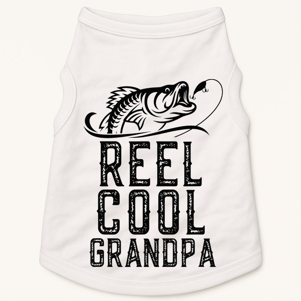 Reel Cool Grandpa Fishing Fisherman Funny Retro Doggie Tank