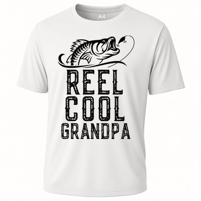 Reel Cool Grandpa Fishing Fisherman Funny Retro Cooling Performance Crew T-Shirt