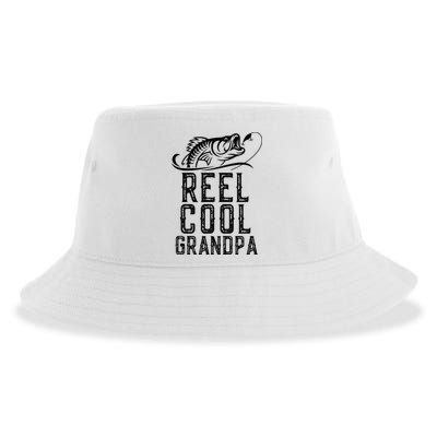 Reel Cool Grandpa Fishing Fisherman Funny Retro Sustainable Bucket Hat