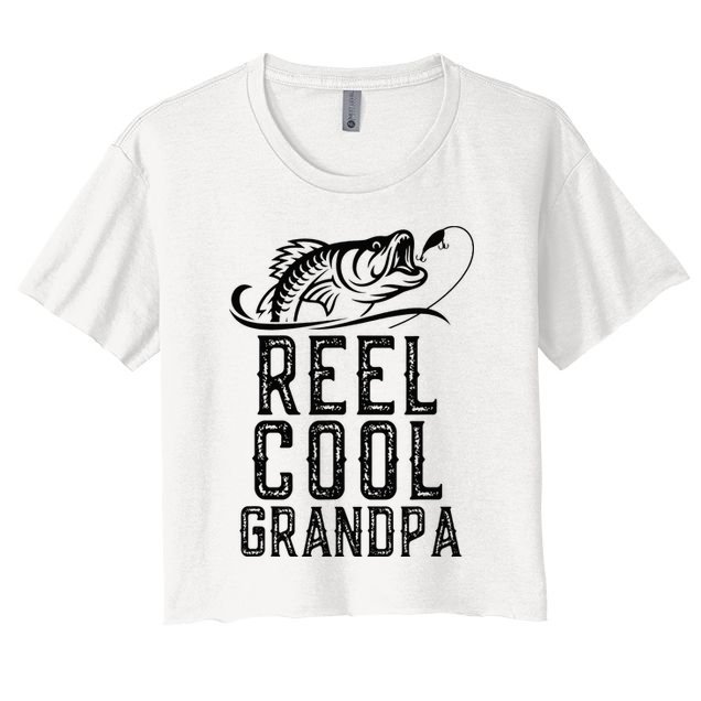 Reel Cool Grandpa Fishing Fisherman Funny Retro Crop Top