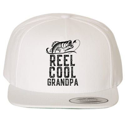 Reel Cool Grandpa Fishing Fisherman Funny Retro Wool Snapback Cap