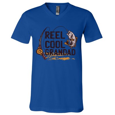 Reel Cool Grandpa Fishing Grandad Father's Day Gift V-Neck T-Shirt