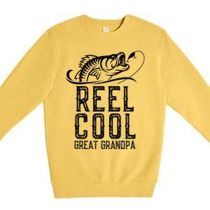 Reel Cool Great Grandpa Fishing Fisherman Funny Retro Premium Crewneck Sweatshirt