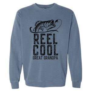 Reel Cool Great Grandpa Fishing Fisherman Funny Retro Garment-Dyed Sweatshirt