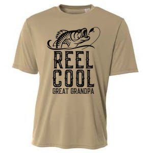 Reel Cool Great Grandpa Fishing Fisherman Funny Retro Cooling Performance Crew T-Shirt