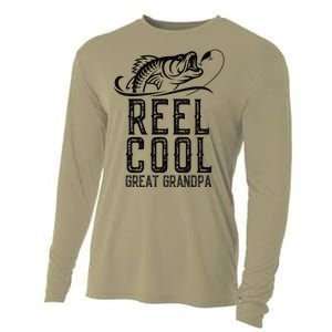 Reel Cool Great Grandpa Fishing Fisherman Funny Retro Cooling Performance Long Sleeve Crew