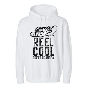 Reel Cool Great Grandpa Fishing Fisherman Funny Retro Garment-Dyed Fleece Hoodie