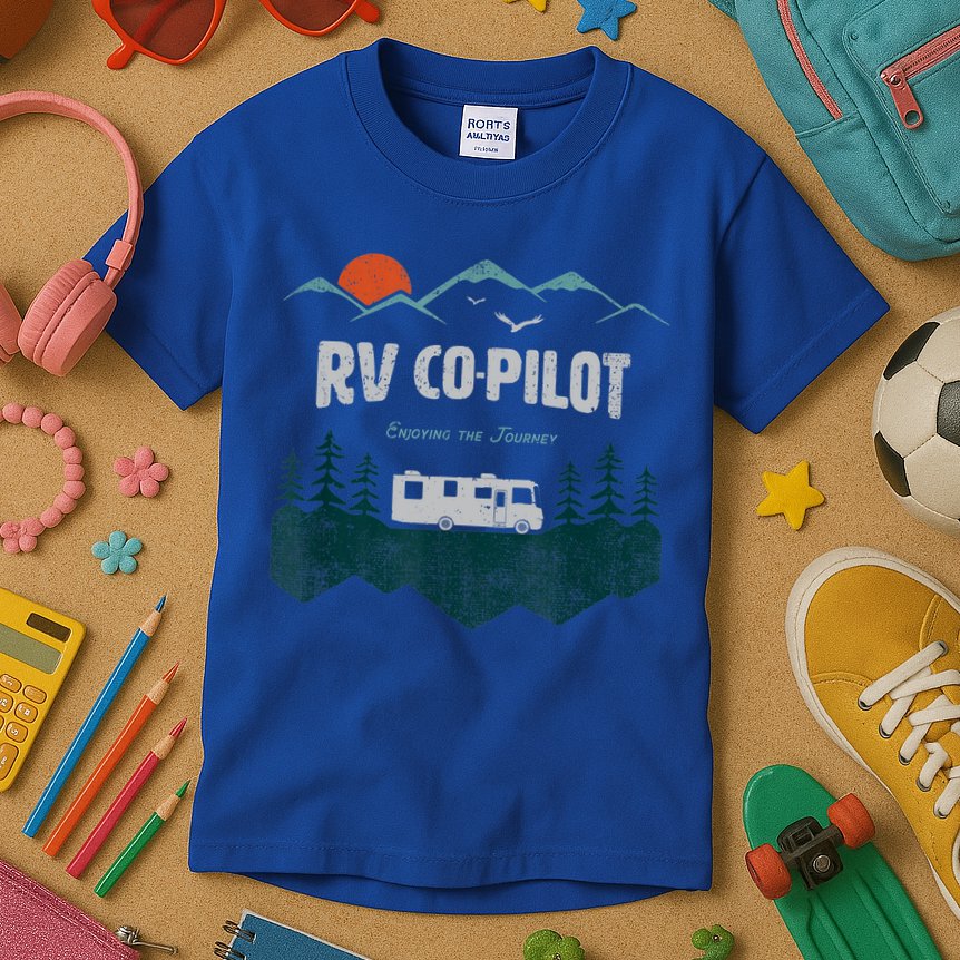 Rv Cocool Giftpilot Camping Gift Motorhome Travel Vacation Gift Kids T-Shirt