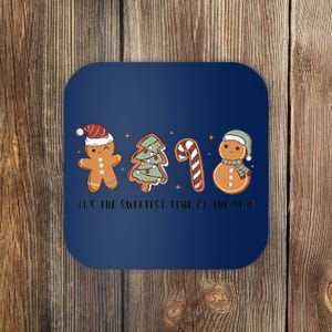 Retro Christmas Gingerbread Cookie Sweetest Time Of The Year Coaster