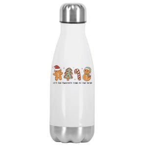 Retro Christmas Gingerbread Cookie Sweetest Time Of The Year Stainless Steel Insulated Water Bottle