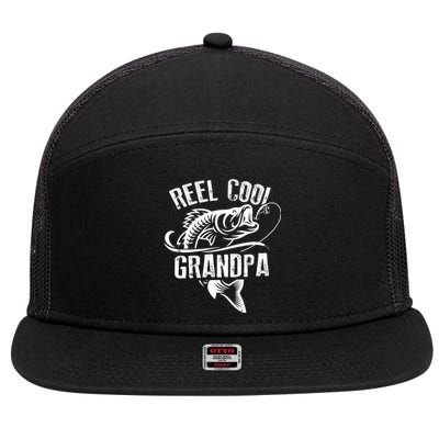 Reel Cool Grandpa Vintage Fishing Funny Grandpa Fisherman 7 Panel Mesh Trucker Snapback Hat