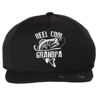 Reel Cool Grandpa Vintage Fishing Funny Grandpa Fisherman Wool Snapback Cap