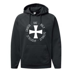 Roman Catholic Gift One Holy Apostolic Church Performance Fleece Hoodie